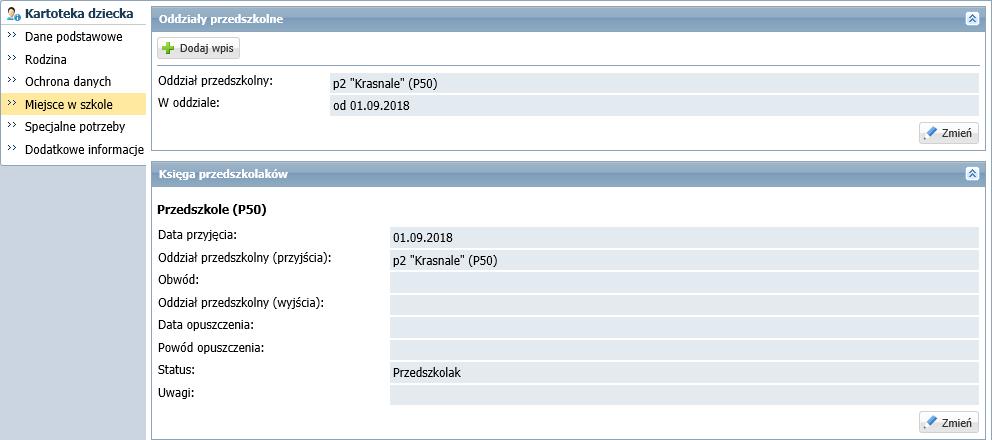 UONET+. Gromadzenie danych i rejestrowanie przepływów przedszkolaków 7/16 Na karcie tej rejestruje się przepływy dzieci.