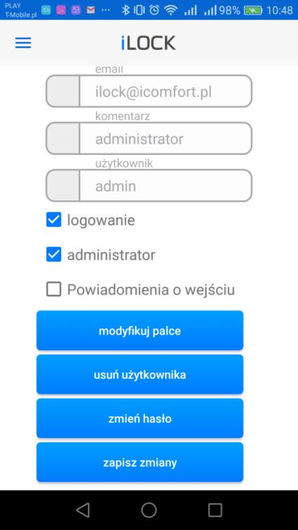 UWAGA: administrator ma dostęp do usuwania innych użytkowników.