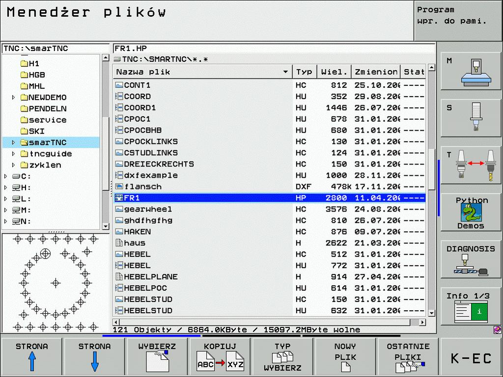 Uruchamianie generatora wzorców Generator wzorców smart.nc może zostać uruchomiony dwoma sposobami: Bezpośrednio z trzeciego paska softkey głównego menu smart.