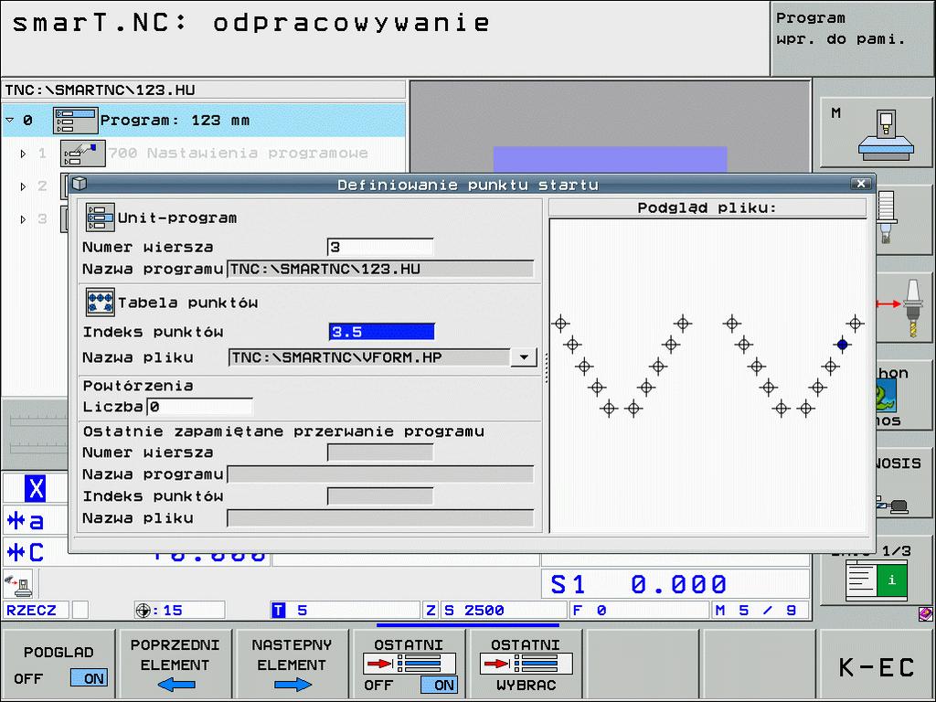 Dowolne wejście do programu (wyszukiwanie wiersza, funkcja FCL 2) Przy pomocy funkcji wyszukiwania wiersza można odpracowywać program obróbki z dowolnie wybieralnego numeru wiersza.