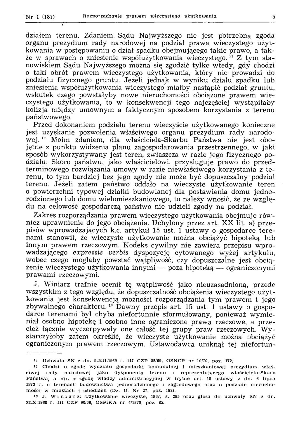 N r 1 (181) Rozporządzanie prawem nieczystego użytkowania 5 działem terenu.