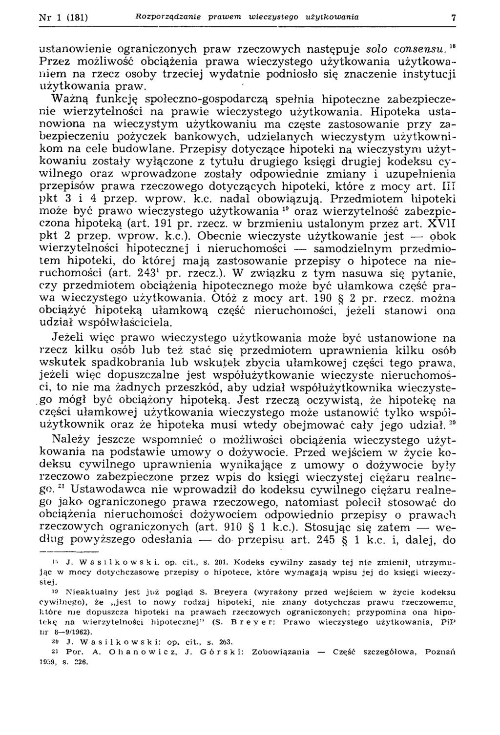 N r i (iai) Rozporządzanie prawem wieczystego użytkowania 7 ustanow ienie ograniczonych praw rzeczowych następuje solo consensu.