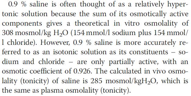 Aby osmolalności vivo (toniczności) roztworu krystaloidu wynosiła 285