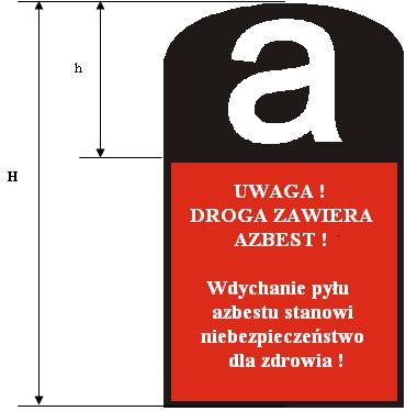 Załącznik nr 5 Wzór oznakowania dróg utwardzonych odpadami zawierającymi azbest przed wejściem w życie ustawy z dnia 19 czerwca 1997 r.