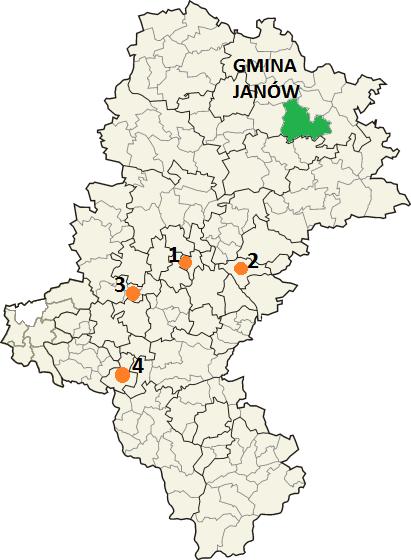 Rycina 2 Lokalizacja składowisk ogólnodostępnych przyjmujących odpady zawierające azbest znajdujące się na terenie województw śląskiego ( 1. Składowisko w Świętochłowicach, 2.