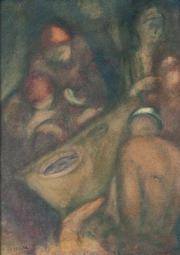 33 Leopold Gottlieb (1879 Drohobycz 1934 Paryż) Wieczerza rybaków gwasz, pastel/papier, 36 x 26 cm