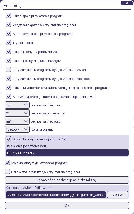 2.11.5. Opcje Tutaj możemy określić nasze preferencje dotyczące funkcji oprogramowania i jego wyglądu.