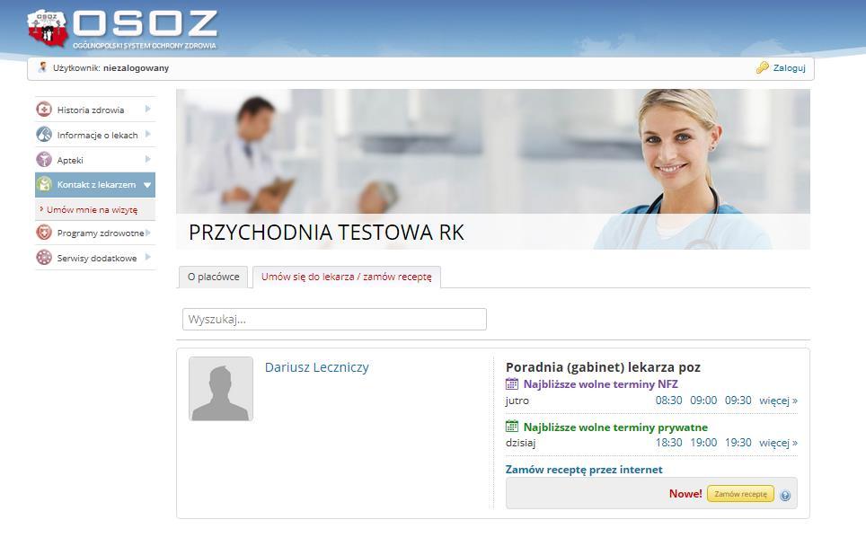 Zamawianie e-recepty na kontynuację leczenia Pacjent np. przewlekle chory może zamówić receptę na kontynuację leczenia bez konieczności wizyty w gabinecie lekarskim.