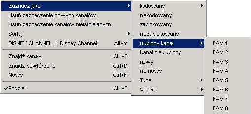 Można też likwidowac wyselekcjonowane kanały przy pomocy tasty Del. Kopiuj pozwala na zrobienie duplikatów kanałów. Wklej dodaje skopiowane lub usunięte kanały na podane miejsce.