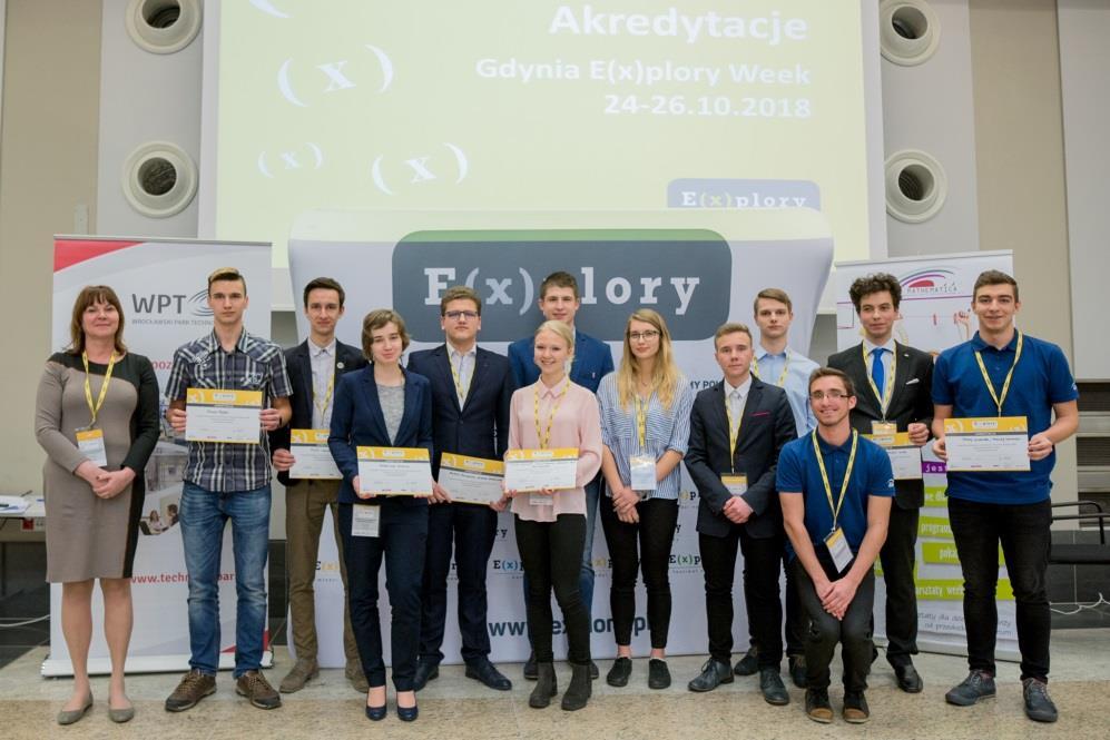 KONKURS NAUKOWY E(X)PLORY 2018 - ETAP REGIONALNY WE WROCŁAWIU LAUREACI ETAPU REGIONALNEGO: Podczas Regionalnego Festiwalu Naukowego E(x)plory we Wrocławiu swoje prace zaprezentowało 41 Młodych