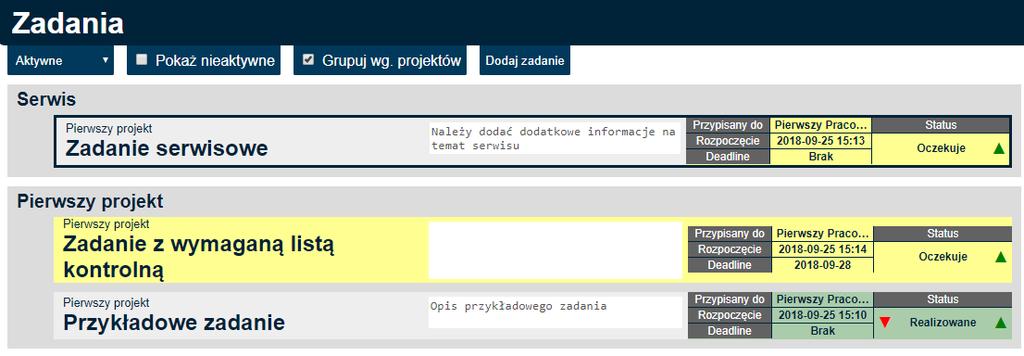 Na stronie zadania widoczne są dodatkowe informacje, załączniki oraz system wiadomości umożliwiający