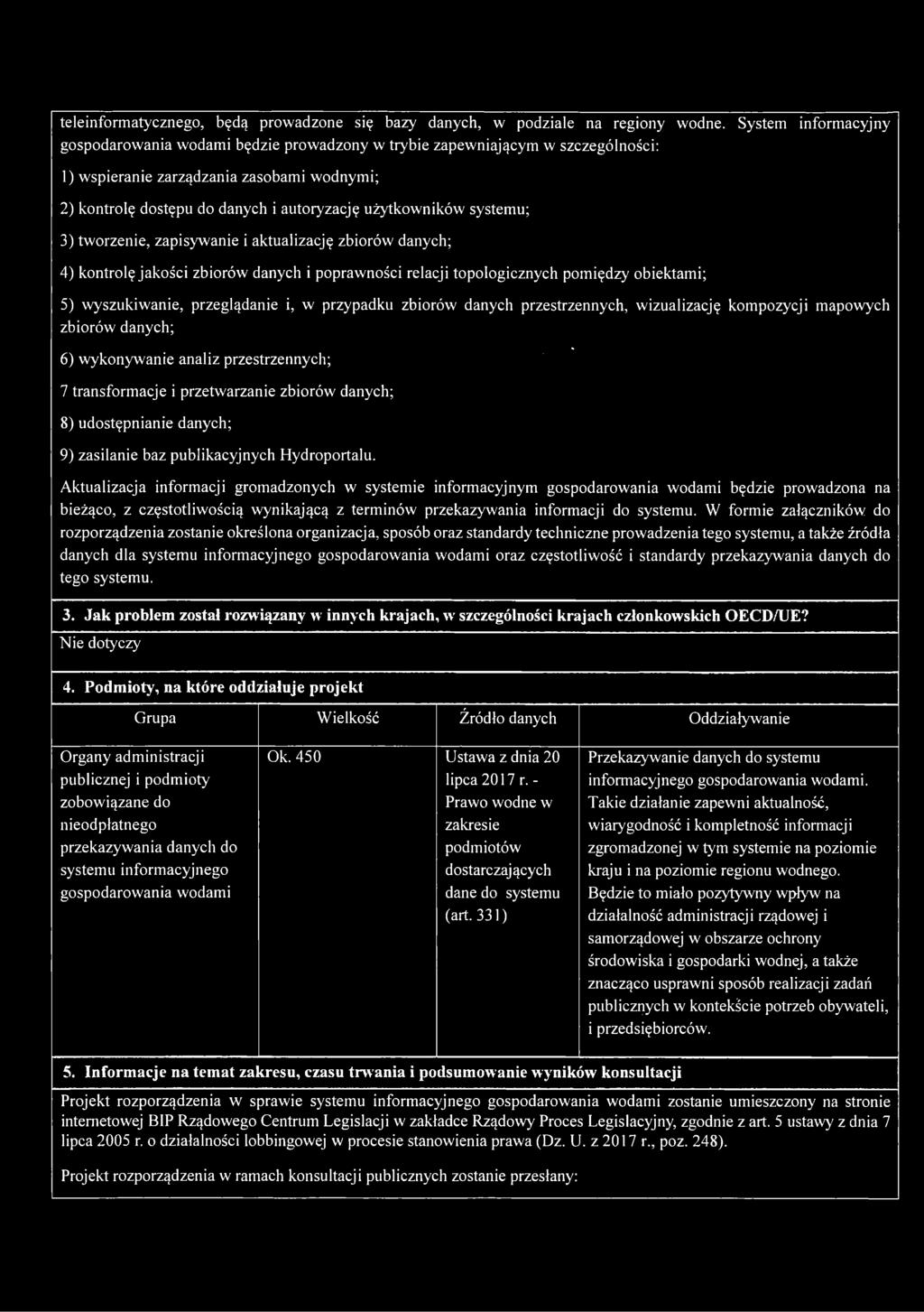 użytkowników systemu; 3) tworzenie, zapisywanie i aktualizację zbiorów danych; 4) kontrolę jakości zbiorów danych i poprawności relacji topologicznych pomiędzy obiektami; 5) wyszukiwanie,