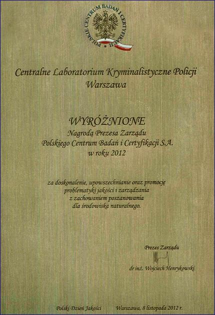 Nagroda Prezesa Zarządu Polskiego Centrum Badań i Certyfikacji S.A.