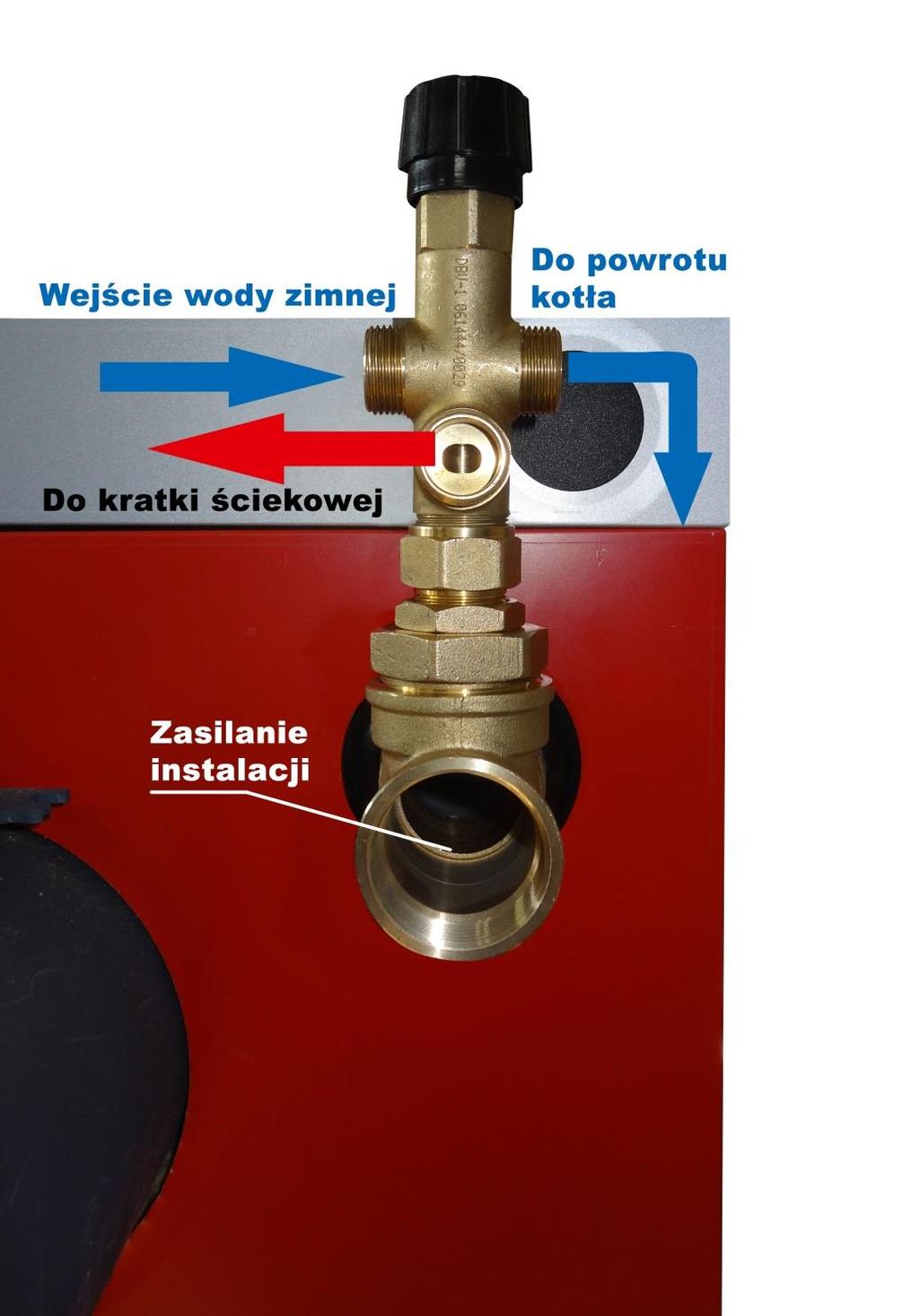 Schemat podłączenia zaworu schładzającego DBV-1P Rysunek - zasada