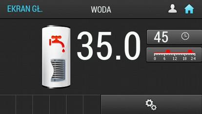 Instrukcja IGNEO touch 3.5 CIEPŁA WODA UŻYTKOWA Aby przejść do menu ciepłej wody użytkowej na ekranie głównym należy wcisnąć przycisk 12.