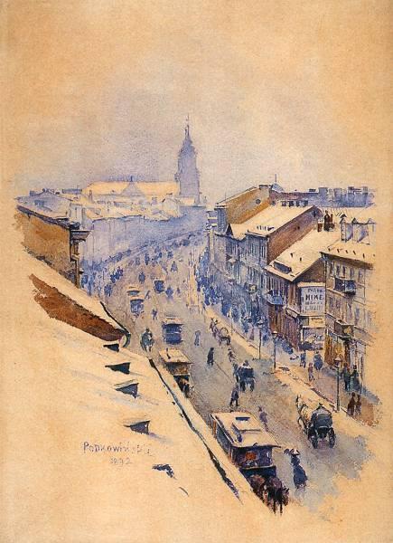 (Ulica Nowy Świat w Warszawie w dzień letni, 1891; Ulica Nowy Świat w Warszawie w dzień zimowy 1892) https://www.google.