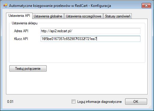 6. Dokonaj szczegółowej konfiguracji rozszerzenia wg. opisu poniżej. Uwaga: poszczególne kroki należy powtórzyć dla każdego z rachunków, na którym chcemy uruchomić automatyczne księgowanie operacji.