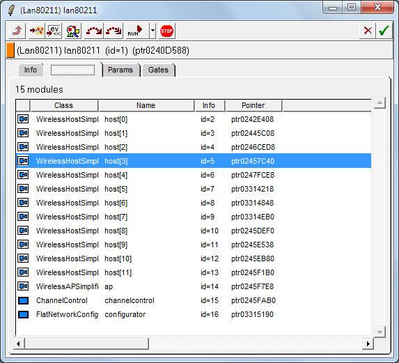 Symulacja komunikacji w sieciach bezprzewodowych... 419 Przebieg przeprowadzanej symulacji moemy zmienia take poprzez zmian modułów w jzyku C++ dotyczcych wybranego wzła sieci (rys.