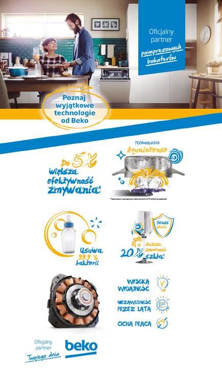 Opóźniony start Fast+ Steamgloss Aquaintense Jonizator Oświetlenie LED GlassShield Closed Fan Drying System Led Spot WaterStop Silnik inwerterowy Smooth Roller System Acrobat