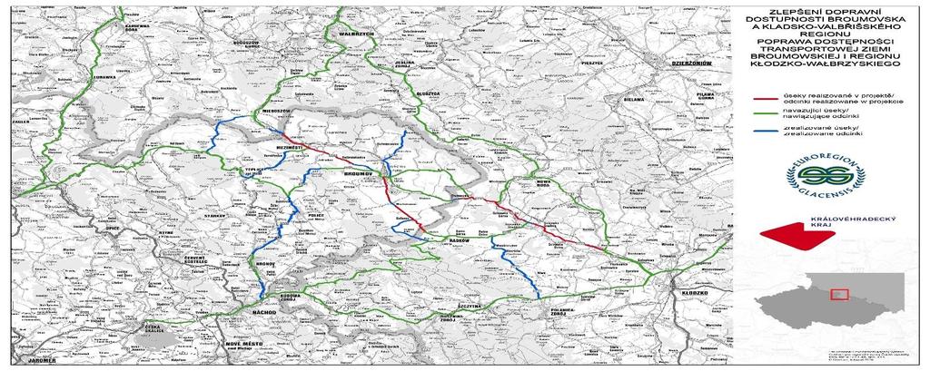 Programu Interreg V-A Republika Czeska Polska W ramach projektu zaplanowano modernizację odcinków dróg regionalnych i lokalnych po obu stronach granicy w celu poprawy atrakcyjności turystycznej