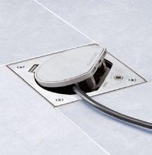 Pokrywę puszki podłogowej serii SF można wykończyć materiałem podłogi o grubości do 5 mm (np.