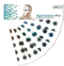 Protetyczne soczewki miękkie / Barwienia terapeutyczne 13 HydroColor Pro to protetyczne soczewki miękkie z imitacją tęczówki oraz tylną warstwą nieprzepuszczalną w kolorze białym, produkowaną