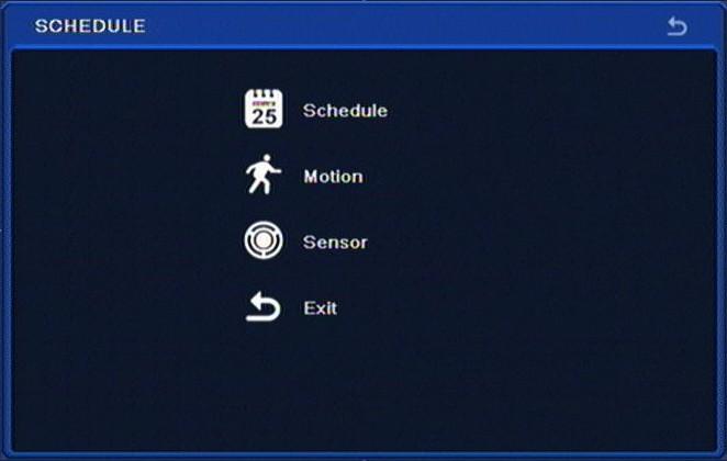 User s manual ver.1.3 RECORDER S CONFIGURATION 5.1.4. Schedule Selecting SCHEDULE from the SETUP menu displays the following screen: DVR conducts recording in accordance with defined schedules.