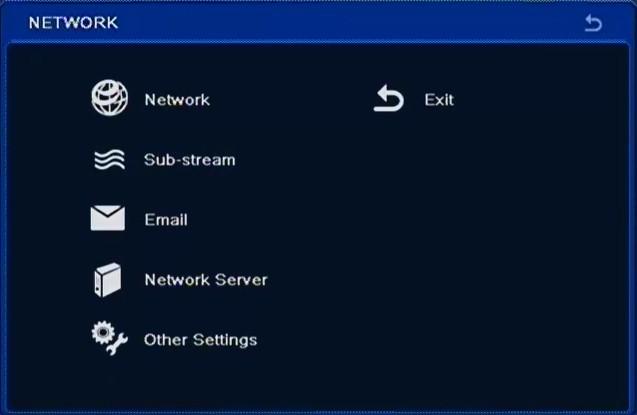 6.1. Network Selecting NETWORK from the NETWORK menu displays the following screen: This menu is responsible for network settings.