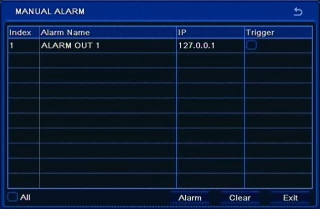 User s manual ver.1.3 RECORDER S CONFIGURATION 5.3. Manual alarm Selecting MANUAL ALARM from the MAIN MENU displays the following screen.