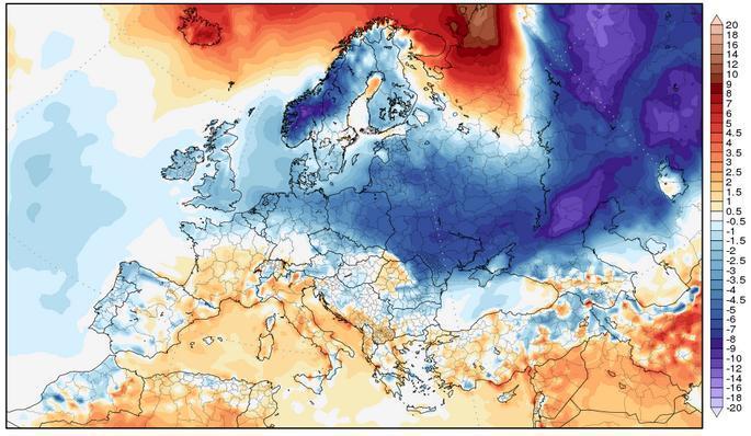 c): Spodziewane wielkości opadów atmosferycznych w Polsce i krajach europejskich w okresie 6-14 lutego 2017