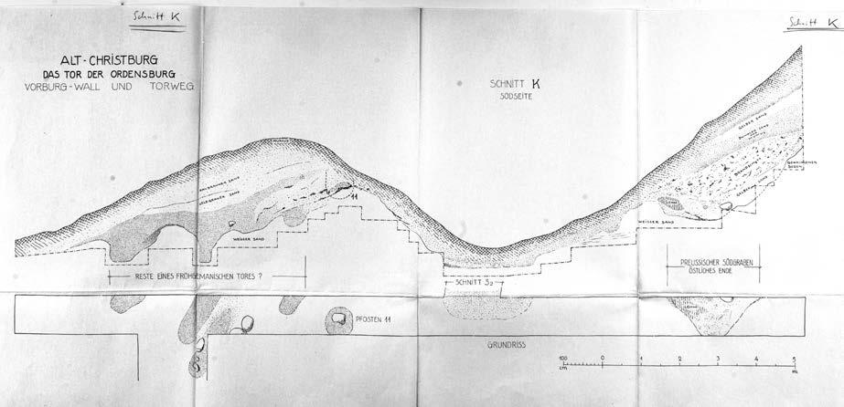 Daniel Gazda Ryc. 19. Obiekt warowny na Górze Zamkowej w St. Dzierzgoniu, rzut poziomy wykopów w rejonie A W bramy wjazdowej, Kartoteka Schleifa Fig. 19. The fortified building at Góra Zamkowa in St.