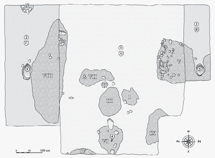 The fortified building at Góra Zamkowa in St. Dzierzgoń, trench 8A, horizontal plan, drawing D. Gazda, W. Chmiel, J.