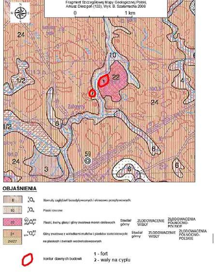 Krzysztof Misiewicz, Radosław Mieszkowski, Wiesław Małkowski, Daniel Gazda Podsumowanie Ryc. 29. Mapa geologiczna terenu badań. Fig. 29. Geological map of the research area.