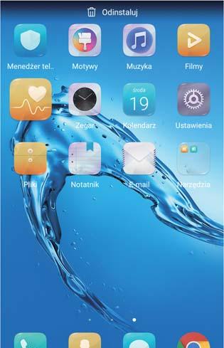 Ekran i wyświetlanie Aby zapewnić właściwe działanie systemu, nie można odinstalować niektórych wstępnie zainstalowanych aplikacji.