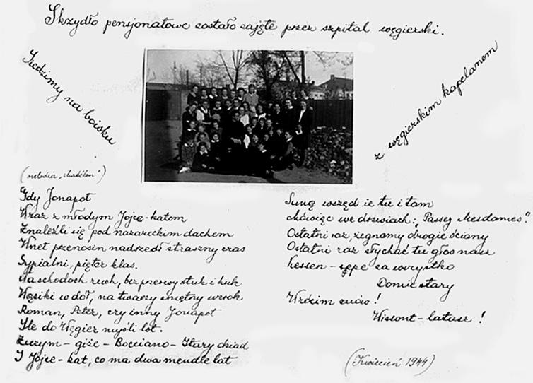 Kartka z pamiętnika pisanego przez Teresę Sułowską, uczennicę szkoły prowadzonej przez siostry