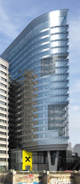 DYNAMICZNY ROZWÓJ - BIUROWCE 78 m wysokości + 26 m pod poziomem 24.000m² pow. biurowej dla 900 pracowników 43.500 m² pow.