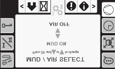 Będąc na tym ekranie, naciśnij przycisk 7, aby przełączać pomiędzy datą, godziną i sposobem wyświetlania daty 12/24 godziny. Ekran wej./wyj. joysticka Naciśnij przycisk 1 na ekranie wej./wyj., aby przełączać się między opcjami wiercenia i ustawiania.