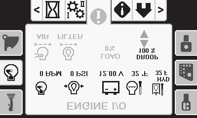 Pole z wózkiem wskazuje napięcie w zakresie od 0,0 do 10,0 V na wybranym joysticku przesuniętym w kierunku pchania lub wycofywania.