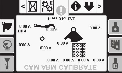 Rysunek 58 g213173 Rysunek 57 1. Naciśnij przycisk 3 w celu skalibrowania. g213146 1. Unoszenie/opuszczanie podnośnika 5. Ramię ładowarki 2. Imadło do rozłączania 6.