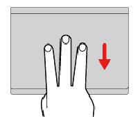 Przesuwanie trzema palcami w dół Połóż trzy palce na trackpadzie i przesuń je w dół, aby wyświetlić pulpit.
