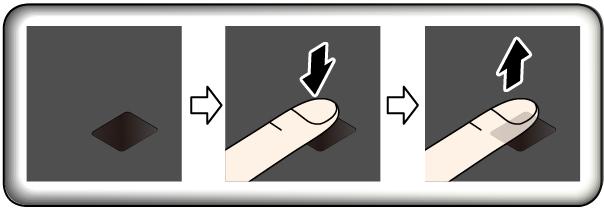 Skanowanie palca Aby zeskanować odcisk palca, przyłóż opuszkę palca do czytnika linii papilarnych i przytrzymaj przez jedną lub dwie sekundy, lekko naciskając.