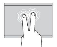 Pamiętaj, aby umieścić dwa palce w niewielkiej odległości od siebie. Trackpada można używać do wykonywania wielu różnych gestów dotykowych.