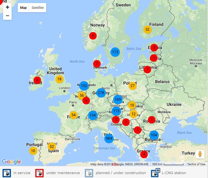 A A7 Wprowadzenie Infrastruktura Europa 3100 stacji tankowania CNG 150 stacji