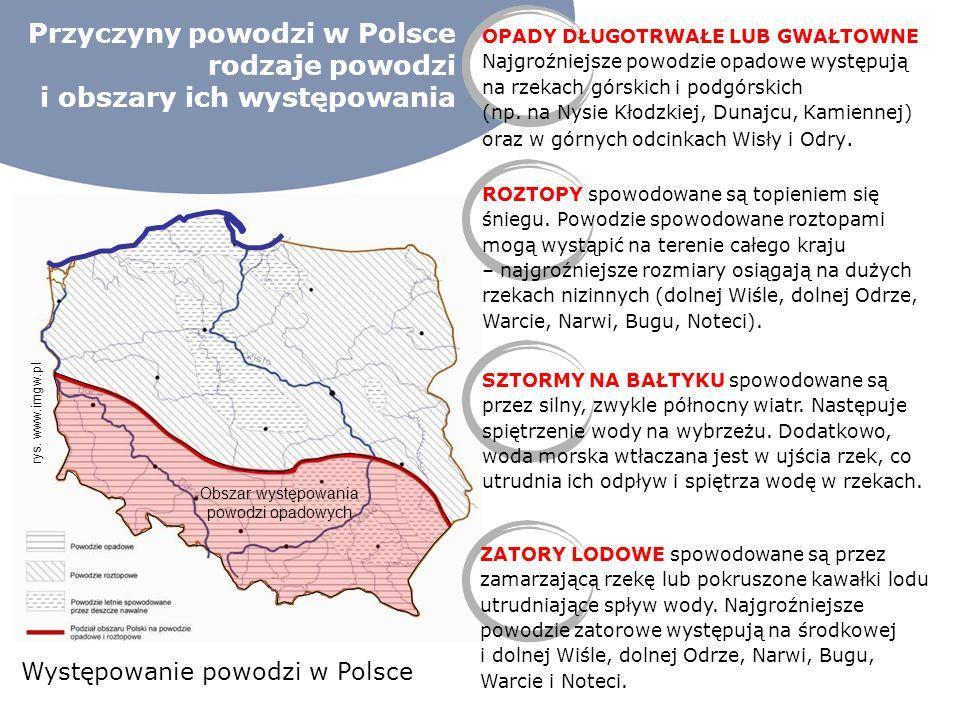 DLA ZAINTERESOWANYCH W ciepłej części roku w Polsce występują powodzie opadowe: - powodzie opadowe nawalne, po krótkotrwałych bardzo intensywnych opadach burzowych (tzw.