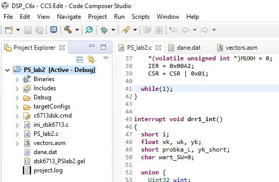 Widok płyty czołowej modułu Po połączeniu układu pomiarowego należy uruchomić program Code Composer Studio, który stanowi środowisko uruchomieniowe dla procesorów DSP.
