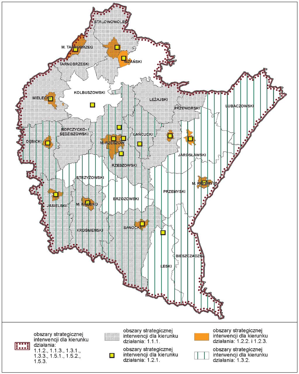 Rysunek 1. Obszary Strategicznej Interwencji dla priorytetów: Przemysł (1.1.1. 1.1.3.