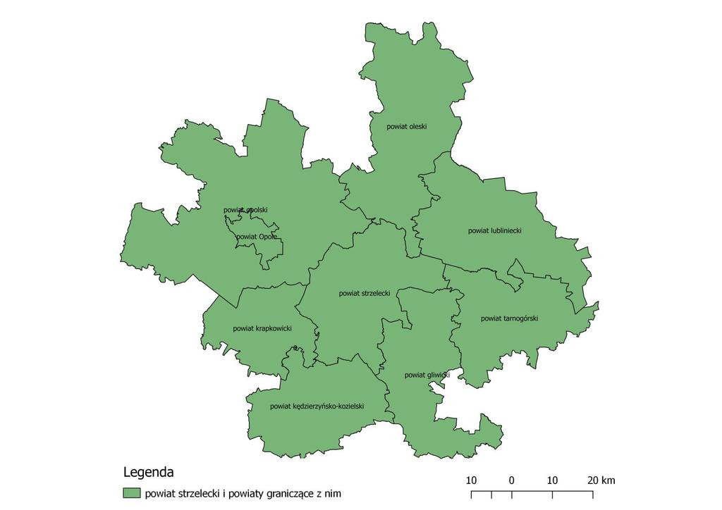IV. CZĘŚĆ DIAGNOSTYCZNA IV. 1. OGÓLNA CHARAKTERYSTYKA POWIATU STRZELECKIEGO Powiat strzelecki znajduje się we wschodniej części województwa opolskiego. Zajmuje powierzchnię 74 427 ha (744 km² tj.