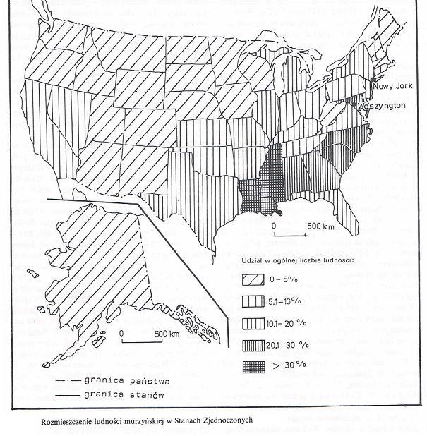 3. Na mapie gęstości zaludnienia w Stanach Zjednoczonych zaznacz kropką i wpisz na mapie we właściwych miejscach nazwy: a.