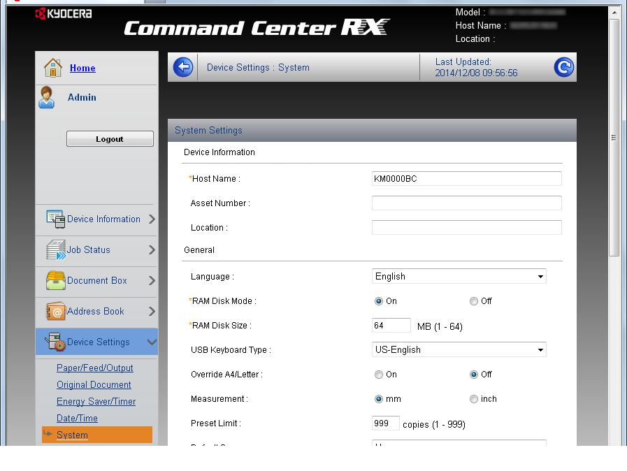 Instalacja i konfiguracja urządzenia > Command Center RX Zmiana informacji o urządzeniu 1 Wyświetl ekran. 1 Uruchom przeglądarkę internetową.