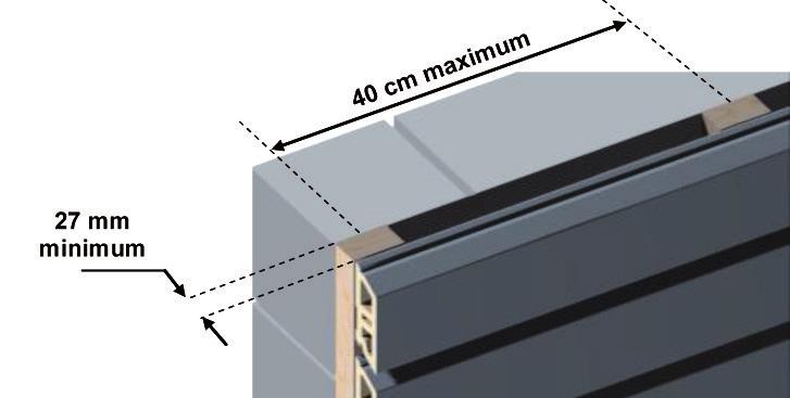 Mocowanie profili aluminiowych do łat Używać wkrętów VBA 4 x 25 mm z łbem frezowanym, ze stali nierdzewnej A2.